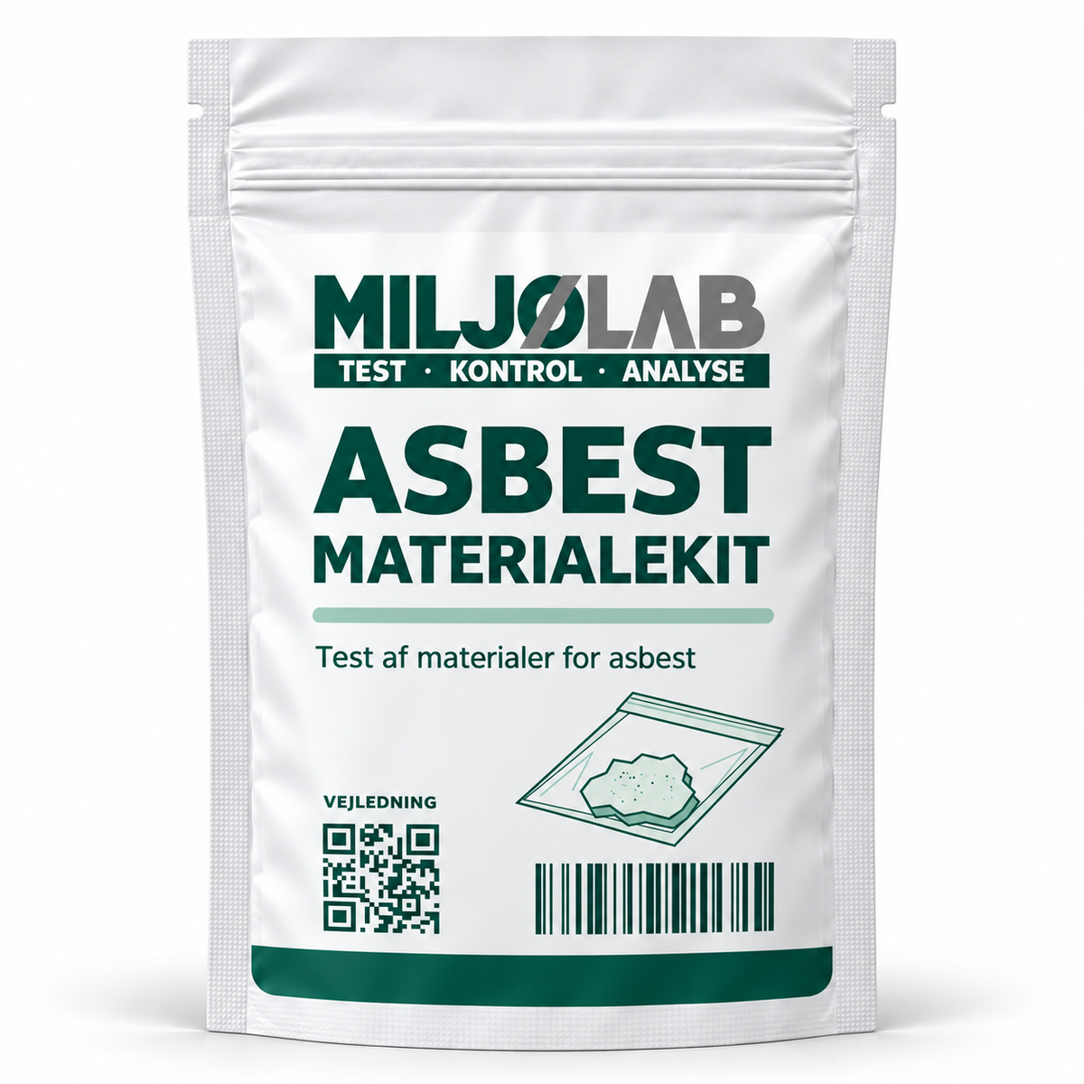 Asbesttest: Materialeprøve (Komplet testkit inkl. returfragt) MiljøLab ApS