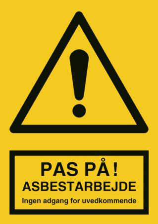 Asbest Advarselsskilt i Aluminium – A4 (Lovpligtigt skilt til asbestarbejde)